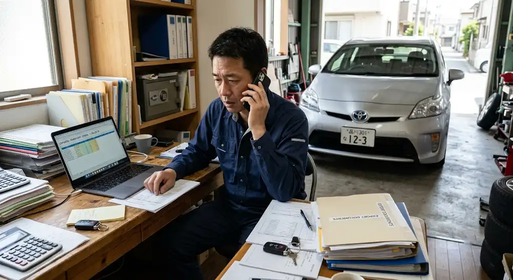 売り先が決まる前に中古車を仕入れてしまい困っているイメージ
