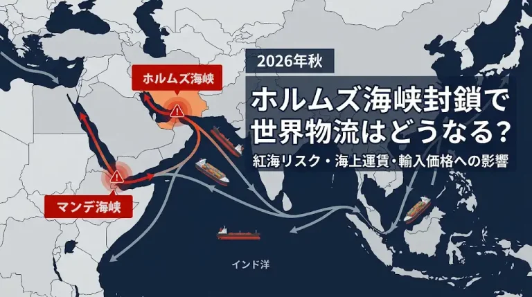 ホルムズ海峡「事実上の封鎖」で世界物流はどうなる？2026年秋の海上運賃・紅海リスク・輸入価格・サプライチェーンへの影響